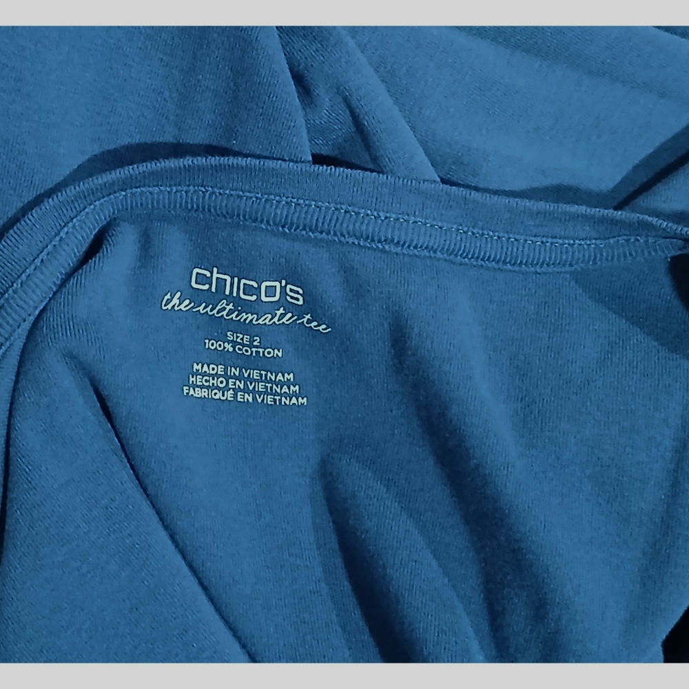 CHICO'S Navy 3/4 Ultimate Tee 2 L - Picture 3 of 3